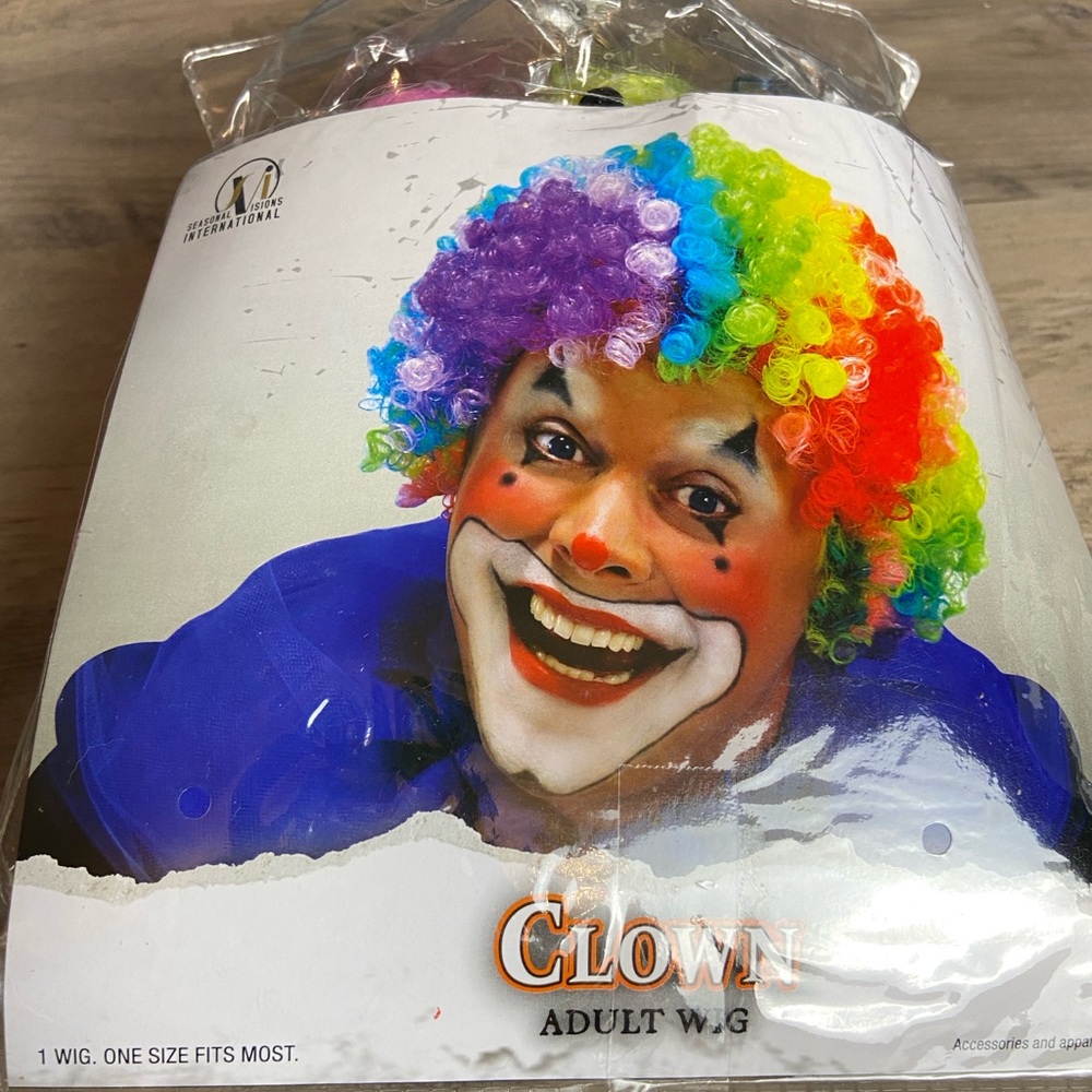 Clown Wig with‎ Rainbow Curls- Adult. New